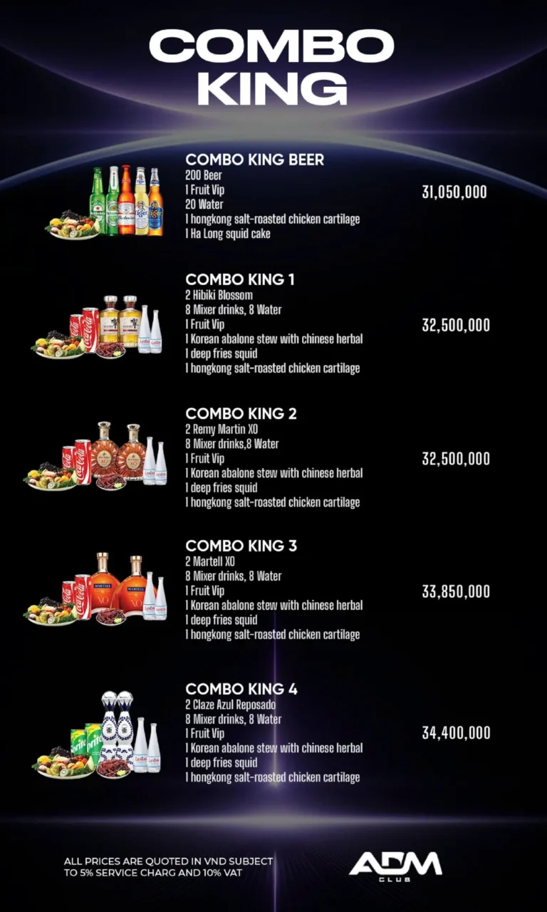 Menu ADM Club – Combo King Beer và King 1–4